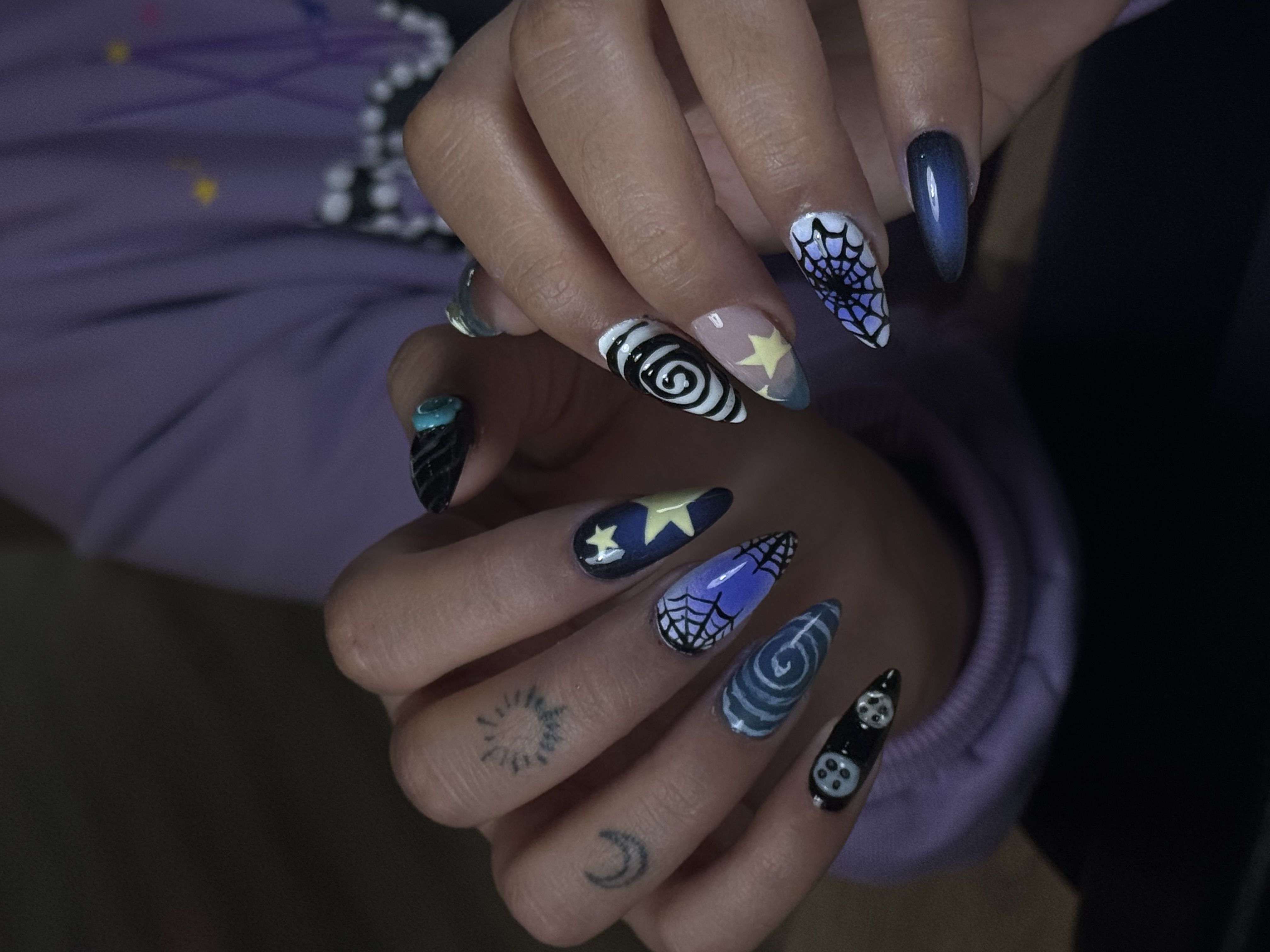Hybrid Manicure with Gel-x Extensions and Art Tier 4