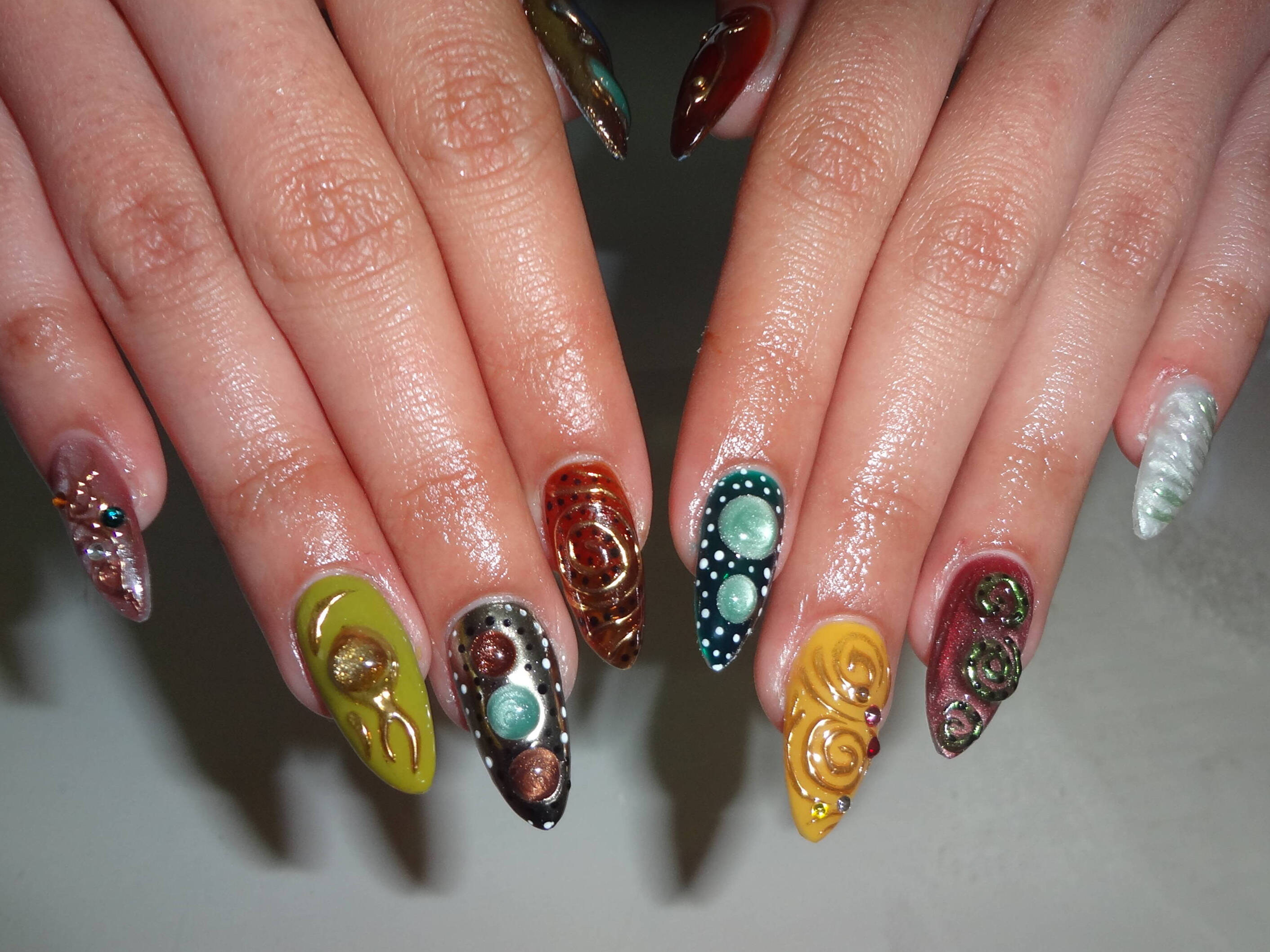Eclectic Metallic Nail Art — Detail View
